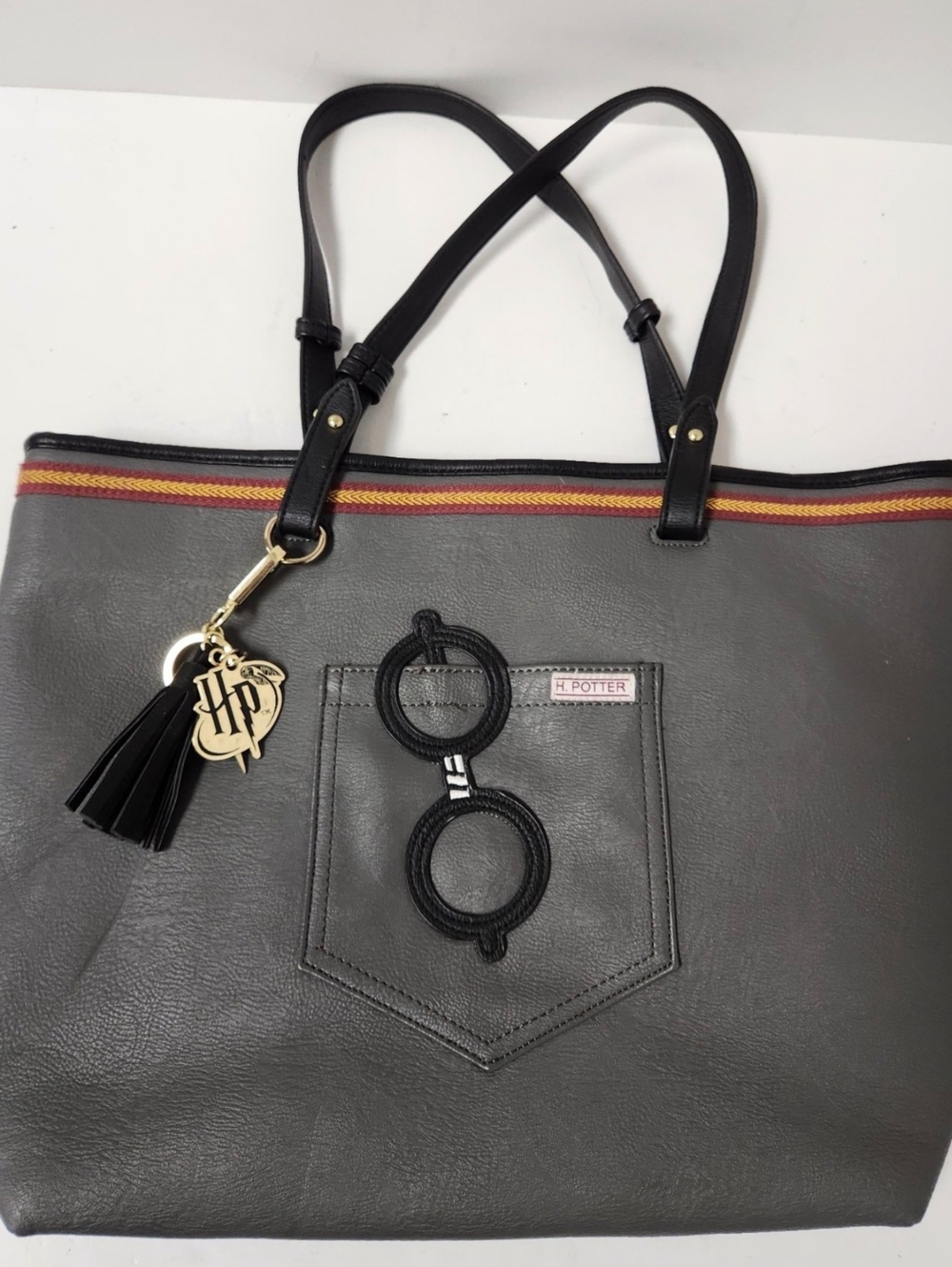 Loungefly Harry Potter Gray Faux Leather Tote Bag with Adjustable Shoulder Strap